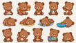 © Griyolabs - set of kawaii brown bear different activity cartoon design