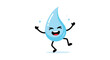 © John - A cheerful blue water drop character with a big open-mouthed smile dances with joy in a fun looping animation sequence.