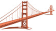 © Boran - 'A clean, high-angle 3D render of a stylized Golden Gate Bridge against a pure white background. The bridge is rendered in its iconic international orange-red color, with visible intricate steel truss