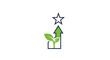 © Habibur - A modern concept icon featuring a green plant sprout growing upward inside a stylized house frame leading to a successful star achievement
