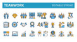 © HUANG - Collection of teamwork and collaboration icons in a sleek line style for business and project management
