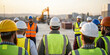 © Lightgeo - Construction site safety briefing construction worker hard hat safety vest supervisor meeting teamwork morning instruction industrial