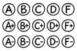 © Mohitos - set of Grade Symbols,Hand-Drawn Grade Symbols,Minimalist Black A,F Letter Marks with Plus and Minus Variations symbol