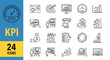 © HUANG - Collection of 24 Key Performance Indicator icons for business and finance, presented in a clean, modern line art style