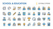 © HUANG - Collection of educational icons with school, learning, and knowledge themes