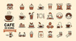© HUANG - Chic Line Art Icon Set for Cafe and Coffee Enthusiasts, Illustrating Hot Drinks, Sweet Treats, and Essential Shop Elements with a Clean Aesthetic