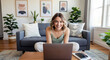 © Alexandr Peers - Home based video session host engaging audience on laptop about community membership programs and remote engagement for subscription based small businesses supporting coaching or consulting work