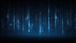 © bull - Digital matrix code streams downward against a dark blue background.