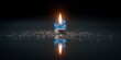 © Irina Kozel - Blue flame burns on metallic surface with reflective glow, symbolizing energy, technology, and modern minimalism in a dark environment