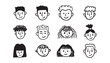 © Yanka - Kids faces portraits set. freehand kids pencil drawing elements. Comic child funny doodle faces set.
