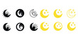 © Svitlana - Sun and moon icon set featuring celestial symbols in black and yellow