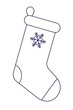 © Monika Jurczyk - Christmas stocking outline illustration with a snowflake design. Ideal for holiday cards, gift tags, winter crafts, printable activities, festive decor, digital designs, and seasonal DIY projects. PNG