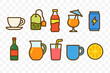 © BlaBla Car - Beverage icon set. Refreshing drinks flat icons for cafes and menus