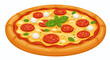 © Dieke - Delicious pizza vector illustration featuring fresh tomatoes, mozzarella, and basil, perfect for restaurant menus, food blogs, and culinary designs, isolated on white.