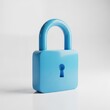 © Laki - A light blue padlock stands on a white surface, symbolizing security and protection isolated on white background