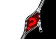 © Laki - Unzipping a question mark reveals a hidden answer, isolated on white background, creating mystery and intrigue
