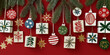 © DEWINs - Christmas Hanging Ornaments and Gift Decorations on Red Background
