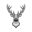 © Anak - Geometric deer head illustration with detailed antlers and sharp lines.
