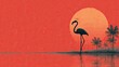 © ArtoryStock - Silhouette of flamingo standing on one leg in water, tropical and elegant vector ideal for travel, summer, or relaxation themes.
