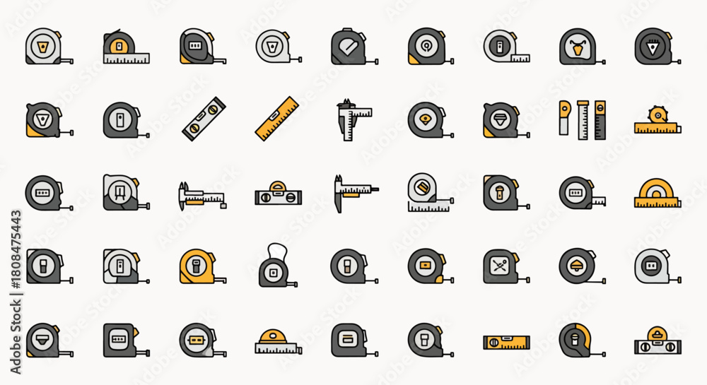 Measure Collection Icon Measuring Tools Flat Icons Collection Vector Set of Tape Measures ...