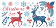 © Ameer - Vector  christmas  illustration of christmas set with deers snowflakes and decorations
