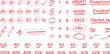 © Nadia - hand drawn red pen grades and numerical doodles, different signs of homework and exam check vectors, editable stroke