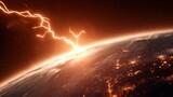 Earth planet lightning strike rendering