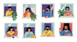 © Ripon - Isolated neighbors communicating from home during quarantine, friendly greetings and social distancing depicted in modern graphic style, togetherness