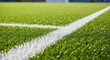 © Nahida - Close up of white line on green artificial turf of soccer field