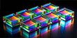 © Roman - Several glass prisms are placed in a neat arrangement, displaying a spectrum of colors. The light creates a beautiful, radiant effect against a black background