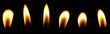 © VRVIRUS - A candle flame is burning at night in close range, yellow light isolated on a black background. Concept for taking graphics for birthdays, Halloween, and Christmas. glow wick