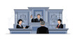 © Sami - A Courtroom Scene Illustrates the Judicial Process, Depicting a Judge Presiding Over a Case with Lawyers Present, Representing Justice, Law, and Legal Proceedings.