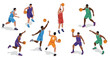 © Ophelia - Dynamic isometric basketball players engaged in exciting game on white background