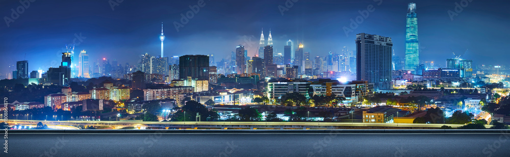 Kuala lumpur city skyline at night with towers Stock Photo | Adobe Stock