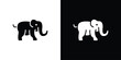 © Win - Elephant icon in glyph shilhouette black and white colors