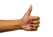 © Joao - Isolated tanned hand giving a thumbs up gesture of approval, agreement, acceptance, and success