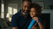 © Image - A heartwarming moment captured of a father and son embracing in a cozy living room setting indoors