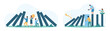 © Iconic Prototype - Proactive crisis management, success strategy set. Tiny people building brick wall to avoid business failure, work on idea to stop domino falling effect, overcome crisis cartoon vector illustration