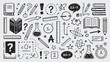© Faisal - Hand drawn education doodle set with books pencils and science equipment for back to school designs