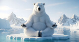 Zen Polar Bear Meditating on Iceberg – Funny Yoga Arctic