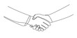 © Creative_Oneline - Minimalist continuous line drawing of two hands making a pinky promise, one hand with a smartwatch, symbolizing trust, bond. Vector