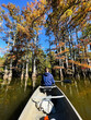 © AS Photo Family - Canoeing through autumn trees in a southern Illinois swamp with clear blue sky