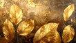 © textura - Luxurious abstract art with golden foliage against a blurred textured background