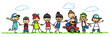 © Robert Kneschke - Inklusion Konzept mit Gruppe Cartoon Kinder und Rollstuhl
