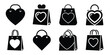 © ganesh106 - heart gift bag Valentine's Day icon set silhouette style and isolated on white background Vector illustration