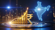 © Passionwith - Indian Rupee Growth Chart with India Map - Business & Finance