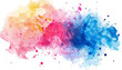 © farzana - Vibrant watercolor splash in a dynamic raibow blend of yellow orange pink red and blue hues creating an expressive background element vector png