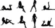 © Wajkuruni - Human silhouette vector, body pose collection, black figure illustration, sitting standing lying posture, artistic shape design, gesture reference art