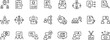 © Arwa - Set of black outline vector icons about human resources, recruitment, job search, career growth, and business management on transparent background