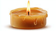 © Thiago - A single candle burns brightly, with wax dripping down the sides and a captivating flame